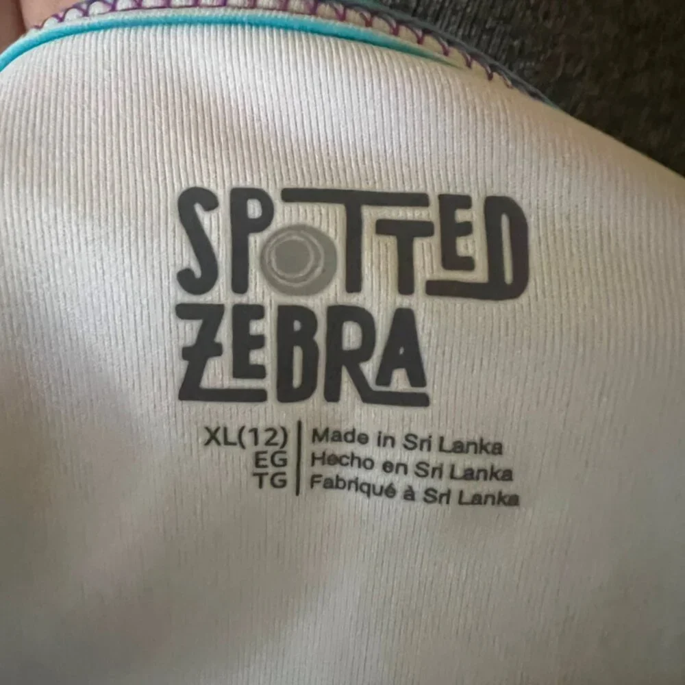 NWOT Spotted Zebra‎ Sz 12(XL) Multiple Color Stripe Cross Back Swimsuit Top C05